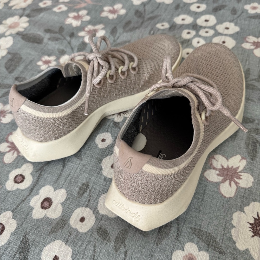 Allbirds Cozy Knit Tree Dasher Sneakers in Cream and Gray - Picture 3 of 6